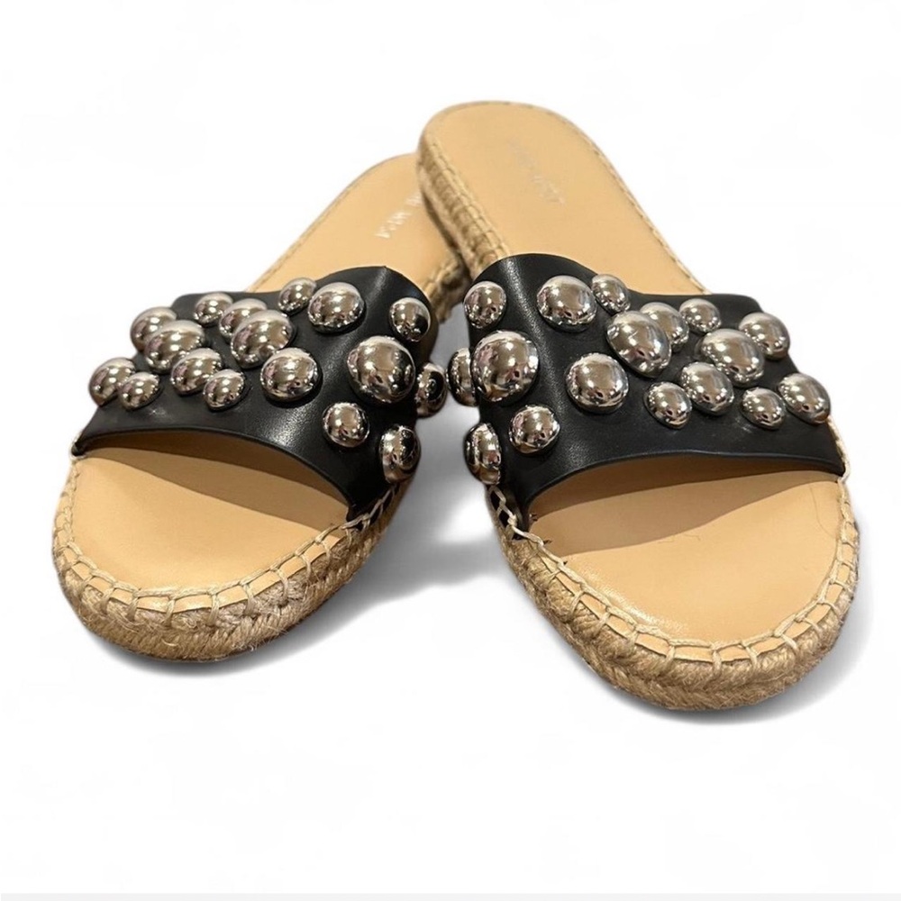 Nine West Black and Tan Espadrille Sandals